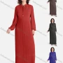 Wholesale Women's Casual Plain Tie Neck Long Sleeve Pleated Ruffle Hem Maxi Dress V2686# preview