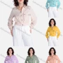 Wholesale Women's Casual Plain Flap Pockets Button Down Long Sleeve Blouse V2801# preview