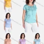 Wholesale Women's Casual Plain Tie Neck Short Sleeve Blouse V1914# preview