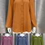 Wholesale Women's Casual Notched Neck Button Down Ruffle Trim Long Sleeve Blouse preview