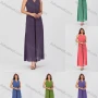Wholesale Women's Casual Plain V Neck Button Down Sleeveless Top & Contrast Maxi Skirt 2 Piece Set V3765# preview