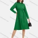 Wholesale Women's Plain Casual Button Front Long Sleeve Flared Hem Knee Length Shirt Dress 24# Clothing Wholesale Market Liuhua