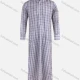 Wholesale Men's Modest Muslim Plaid Print Stand Collar Button Front Patch Pocket Middle East Ramadan Muslim Arabic Robe Light Gray Clothing Wholesale Market Liuhua