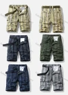 Wholesale Men's Casual Vertical Stripe Flap Pockets Cargo Shorts With Belt 28251# - Liuhuamall