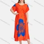 Wholesale Women's Casual Crew Neck Short Sleeve Floral Lace Up Midi Dress preview