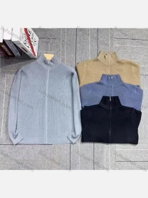 Wholesale Men's Casual Plain Long Sleeve Zipper Knitted Jacket 23141#, LIUHUA CLOTHING WHOLESALE