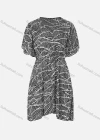 Wholesale Women's Wrap V Neck Ruffle Sleeve Texture Elastic Waist Casual Short Dress - Liuhuamall