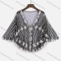 Wholesale Women's Open Front Embroidered Sheer Mesh Cover Up Top Without Pearl Pin preview