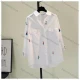 Wholesale Women's Minimalist Pure Cotton Long Sleeve Polo Shirt, Heavy Embroidery Loose Blouse, New Spring & Autumn Casual Top White Clothing Wholesale Market Liuhua
