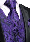 Wholesale Men's Formal Paisley Print Silky Waistcoat With Necktie & Kerchief & Cufflinks 4-piece Set - Liuhuamall