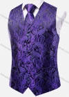 Wholesale Men's Formal Paisley Print Silky Waistcoat With Necktie & Kerchief & Cufflinks 4-piece Set - Liuhuamall