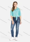 Wholesale Women's Polka Dot Cold Shoulder Lapel Knot Hem Crop Casual Shirt - Liuhuamall
