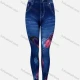 Wholesale Women's Casual Rhinestone Long Floral Print Leggings Blue Guangzhou Clothing Wholesale Market & Suppliers -LIUHUAMALL