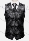 Wholesale Men's Formal Paisley Print Single Breasted Silky Waistcoat With Necktie 2-piece Set - Liuhuamall