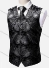 Wholesale Men's Formal Paisley Print Single Breasted Silky Waistcoat With Necktie 2-piece Set - Liuhuamall