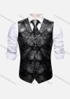 Wholesale Men's Formal Paisley Print Single Breasted Silky Waistcoat With Necktie 2-piece Set - Liuhuamall