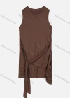 Wholesale Women's Lace Up Sleeveless Plain Ruched Casual Short Tank Dress - Liuhuamall