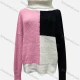 Wholesale Women's Casual Turtleneck Extra Long Sleeve Colorblock Rib Knit Sweater F2381# 524# Clothing Wholesale Market Liuhua
