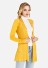Wholesale Women's Casual Plain Dual Pocket Ruffle Hem Rib-Knit Long Sleeve Cardigan - Liuhuamall