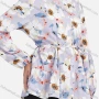 Wholesale Women's Casual Floral Print Button Down Long Sleeve Ruffle Hem Blouse With Belt preview