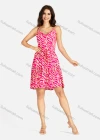 Wholesale Women's Casual Allover Print Shirred Backless Short Cami Dress With Belt - Liuhuamall