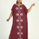 Women's African Plus Size Vintage Round Neck Robe Batwing Sleeve Floral Embroidery Plain Kaftan Dress 4# Clothing Wholesale Market -LIUHUA