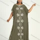 Wholesale Women's African Plus Size Vintage Round Neck Robe Batwing Sleeve Floral Embroidery Plain Kaftan Dress 7# Clothing Wholesale Market Liuhua
