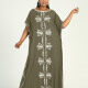 Women's African Plus Size Vintage Round Neck Robe Batwing Sleeve Floral Embroidery Plain Kaftan Dress 7# Clothing Wholesale Market -LIUHUA