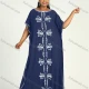 Wholesale Women's African Plus Size Vintage Round Neck Robe Batwing Sleeve Floral Embroidery Plain Kaftan Dress 11# Clothing Wholesale Market Liuhua