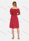 Wholesale Women's Casual Shirred Short Sleeve Allover Print Off Shoulder Knee Length Dress - Liuhuamall