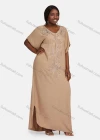 Wholesale Women's African Embroidery Robe Short Sleeve Kaftan Curved Hem Plus Size Maxi Dress - Liuhuamall