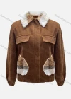 Wholesale Women's Casual Button Front Corduroy Splicing Fluff Long Sleeve Jacket - Liuhuamall