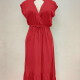 Women's Casual Turn-down Collar Wrap Lace Up Layered Midi Dress 19# Clothing Wholesale Market -LIUHUA