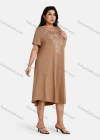 Wholesale Women's Plus Size Elegant Crew Neck Short Sleeve Embroidery Midi Dress - Liuhuamall