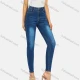 Wholesale Women's Casual Distressed Skinny Fit Ankle Length High Waist Denim Pants Dark Cerulean Clothing Wholesale Market Liuhua
