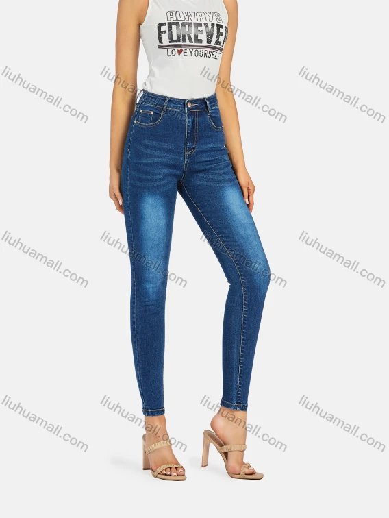 Wholesale Women's Casual Distressed Skinny Fit Ankle Length High Waist Denim Pants, Guangzhou Clothing Wholesale Market & Suppliers - LIUHUAMALL, Women