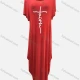 Wholesale Women's African Crew Neck Letter Pearl Decor Short Sleeve Loose Fit Dress 8801# Red Clothing Wholesale Market Liuhua