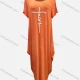 Wholesale Women's African Crew Neck Letter Pearl Decor Short Sleeve Loose Fit Dress 8801# Orange Clothing Wholesale Market Liuhua