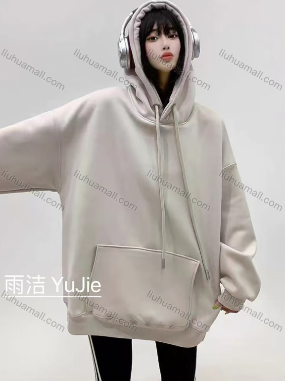 Wholesale Women's Casual Drawstring Plain Drop Shoulder Long Sleeve Hoodie With Kangaroo Pocket 00801#