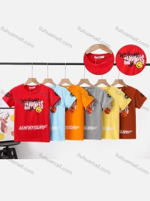 Wholesale Boy's Casual Letter Print Round Neck Short Sleeve Modal Cotton Tee, LIUHUA CLOTHING WHOLESALE