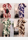 Wholesale Women's Casual Collared Long Sleeve Allover Print Midi Shirt Dress - Liuhuamall
