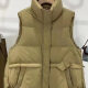Women's Casual High Neck Thermal Lined Plain Puffer Vest Jacket Khaki Clothing Wholesale Market -LIUHUA