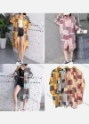 Wholesale Women's Casual Collared Long Sleeve Allover Print Midi Shirt Dress - Liuhuamall