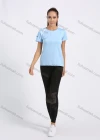 Wholesale Women's Sporty Crew Neck Short Sleeve Plain Striped Decor Quick-dry Breathable Athletic T-shirt - Liuhuamall