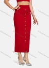 Wholesale Women's Square Neck Single Breasted Solid Crop Top&Pencil Skirt Set - Liuhuamall