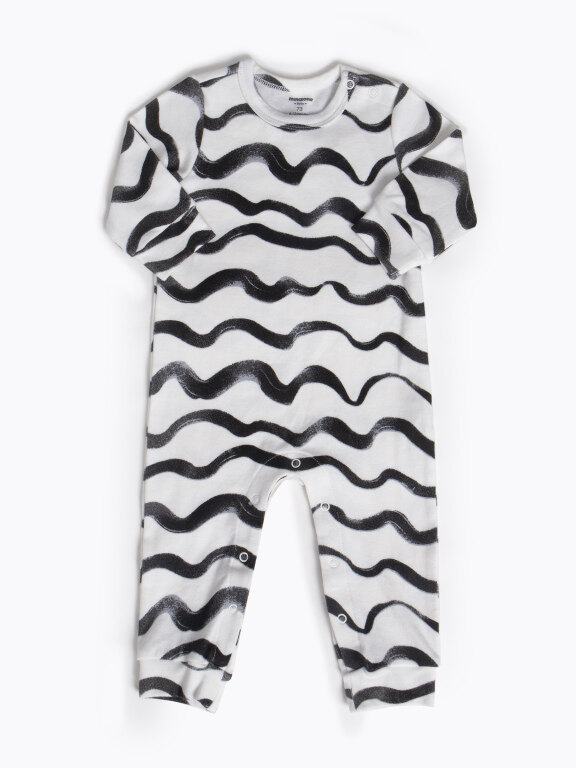 Baby's Unisex Casual Long Sleeve Wave Print Front Bottom Snap Onesies Jumpsuits, Clothing Wholesale Market -LIUHUA, KIDS-BABY, Infant-Toddlers-Clothing