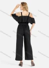Wholesale Women's Casual Plain Cold Shoulder Ruffle Trim Cami Wide Leg Jumpsuit With Belt - Liuhuamall