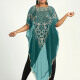 Women's Muslim Islamic Glamorous Triangle Hem Arabic Dubai Sequin Mesh Translucent Cover Up Cloak 45# Clothing Wholesale Market -LIUHUA