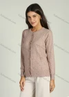 Wholesale Women's Basics Button Front Plain Long Sleeve Cardigan - Liuhuamall
