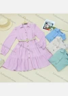 Wholesale Women's Casual Button Front Shirt Collar Blouse Long Sleeve Tiered Plain Tunic 066# - Liuhuamall